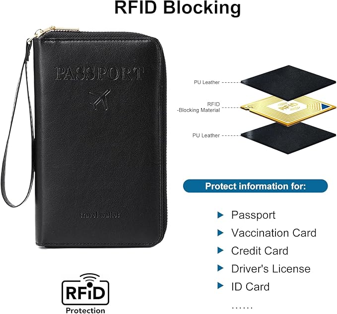 Family Passport Holder for Travel Women and Men RFID Passport Holder with Card Slots Holder Passport Case Passport cover Passport Wallet Travel Essentials and Accessories