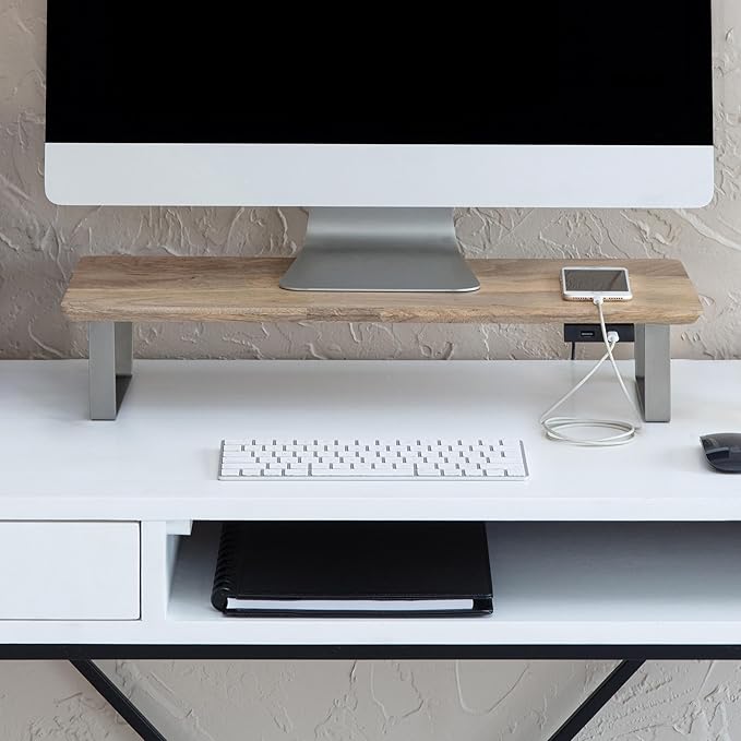 Anji Mountain Monitor Stand - Desktop Organizer & Laptop Riser, Ergonomic Monitor Riser, Space-Saving Monitor Stand for Desk, Durable Construction, Easy Assembly, Ideal for Home & Office,Natural