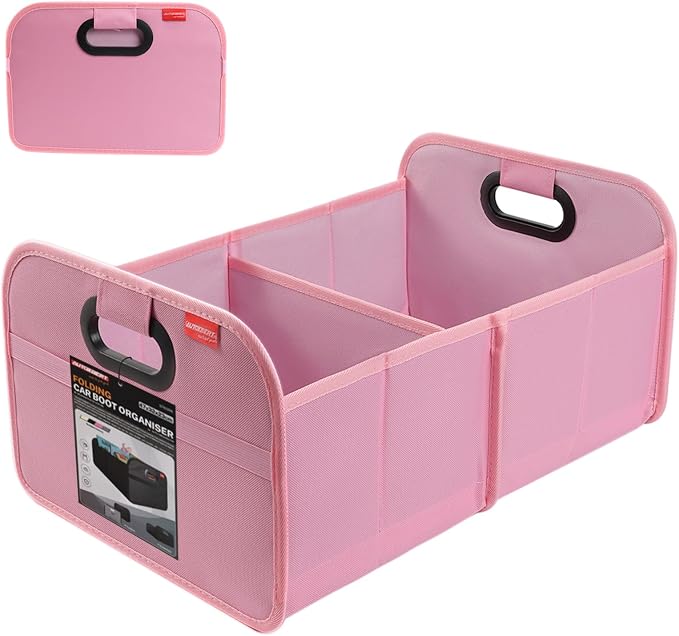 Trunk Organizer-35L Oxford Folding Car Organizer,Sturdy Car Organizer with Collapsible Multi-Compartment for SUVs and Sedans (Pink)