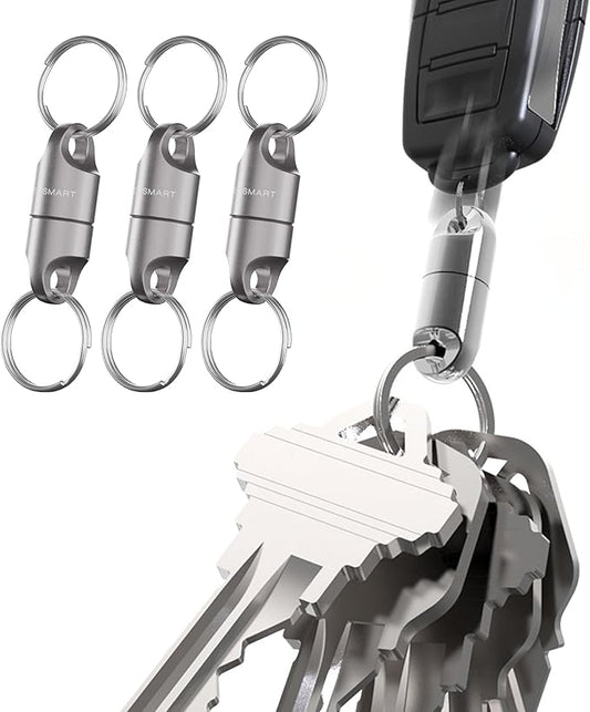 KeySmart MagConnect Magnetic Key Holder for Purse, Key Chains for Car Keys - Detachable Key Ring Quick Release Keychain