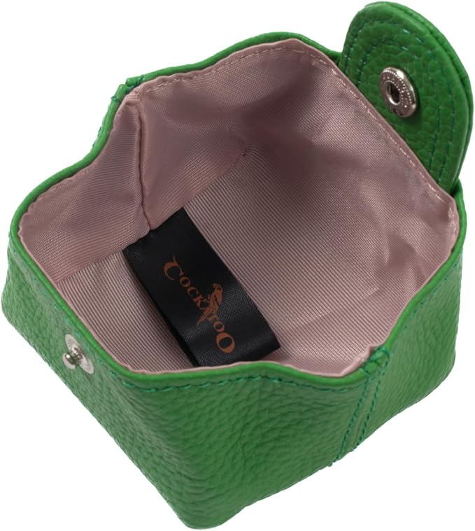 Cockatoo Genuine Leather Coin Pouch Change Holder, Mini Snap Pocket Wallet for Men Women (Verdant, Large)