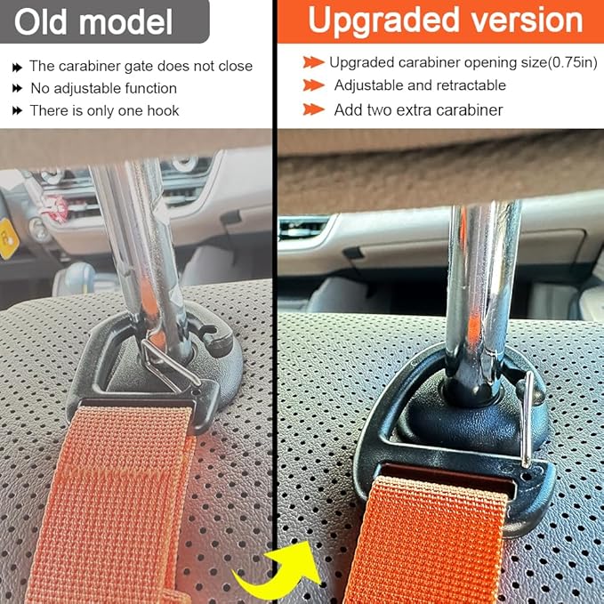 Car Headrest Hooks, Backseat Storage Organizer Hangers, Universal Vehicle Seat Back Hooks, 4 Pack (Orange)