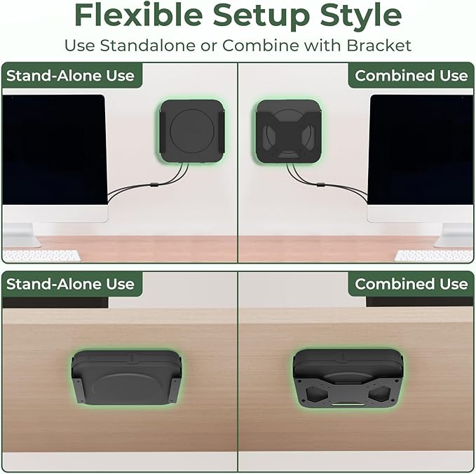 Only for Mac mini M1 / M2 Mount, Attach to Monitor Arm, Wall/ VESA/ Under Desk Mount for Mac mini M2 2023, Space Saving Bracket with Cable Management Straps