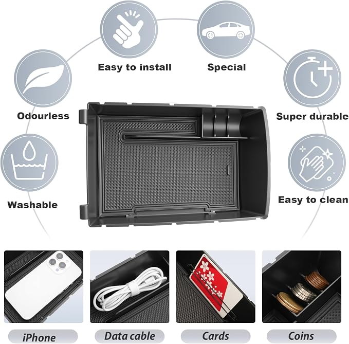 SKTU for 2025 2026 2027 Genesis GV80 Accessories Center Console Organizer for 2025 2026 2027 Genesis GV80 Console Tray 2025 2026 2027 GV80 Middle Console Organizer with Coin Holder