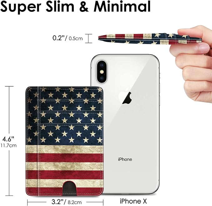FINTIE Slim Minimalist Front Pocket Wallet, RFID Blocking Credit Card Holder Card Cases with ID Window for Men Women (US-Flag)