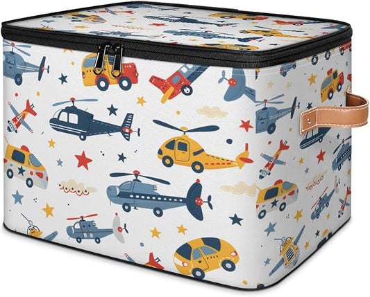 Aircraft Storage Basket for Bedroom Kitchen Bathroom Storage Bins with Lids Collapsible Toy Cube Storage Organizer for Kid Teen Women Men