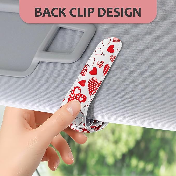 2 Pack Sunglass Holder for Car Visor, Universal Magnetic Car Sunglass Holder for Different Size Eyeglasses, Car Visor Accessories (Heart)