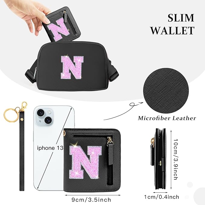 COSHAYSOO Mini Black Wallet RFID - First Communion & Dance Recital Gifts for Girls 8-12, Cheer Gifts for Cheerleaders