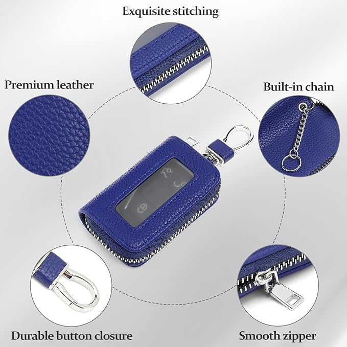 SENDEFN Universal Car Key Fob Case Leather Smart Remote Keychain Protector Holder