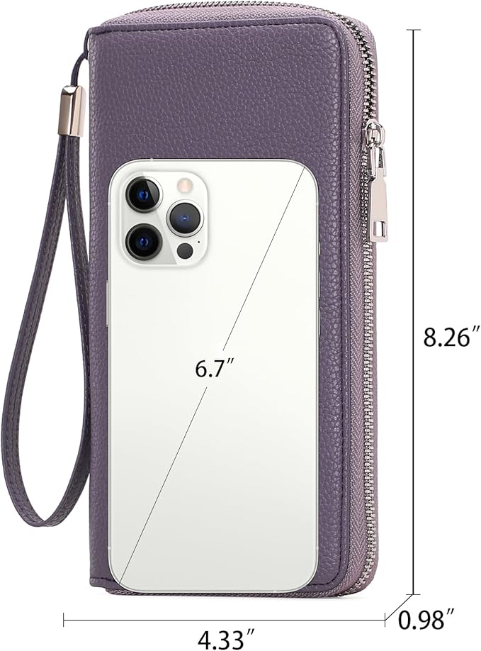 GOIACII Womens Wallet RFID Blocking Leather Zip Around Wallet Large Capacity Long Purse Credit Card Clutch Wristlet | RFID Blocking, Zip Around, Large Capacity, Long, Credit Card, Clutch