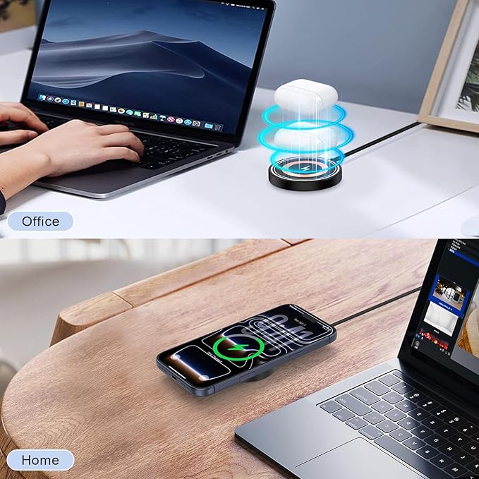 15W Wireless Charger Pad Magnetic Mat Fast Charging for Samsung Galaxy S26 Ultra S26 S25 S24,Magsafe Wire Less Charger Stand with 4FT USB-C/USB A Port for iPhone 17e/17 Pro Max/Air/17/16 Pro Max/16e