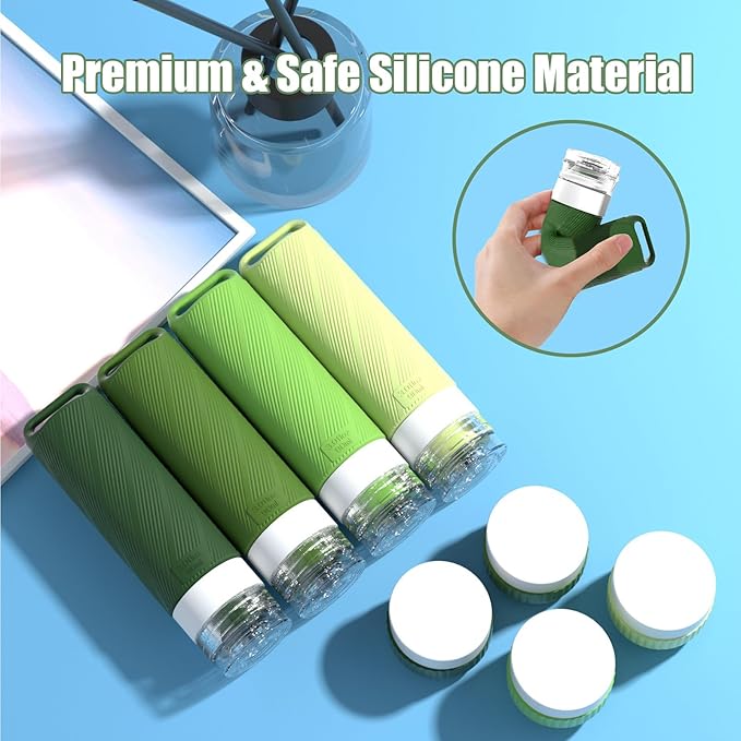 26 Pcs TSA Approved Travel Toiletry Bottles Set, Leakproof Silicone Refillable Travel Containers with Hanging Hole & Carabiner, Portable Essentials, for Shampoo Conditioner Lotion Body Wash