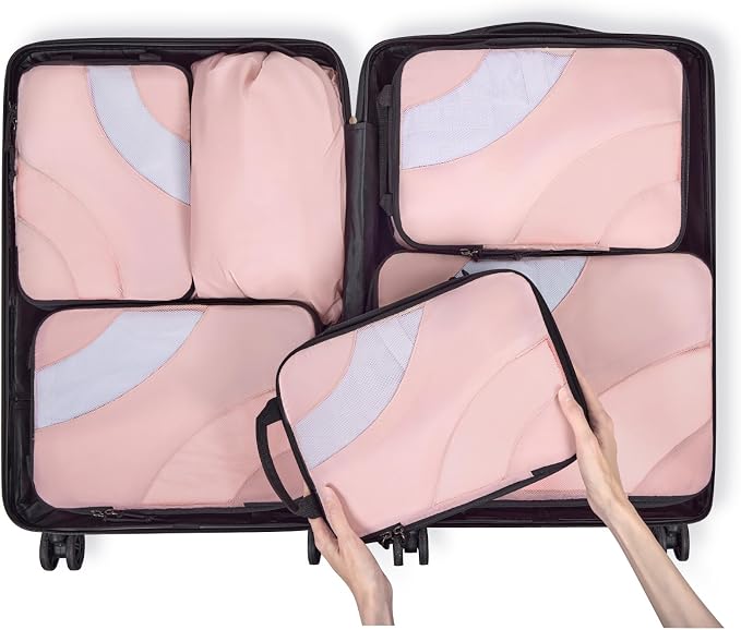 BAGSMART Compression Packing Cubes, 6 Set/4 Set/2 Set Travel Packing Cubes for Carry on Suitcases, Compression Suitcase Organizers Bag Set & Travel Cubes for Luggage, Lightweight Packing Organizers