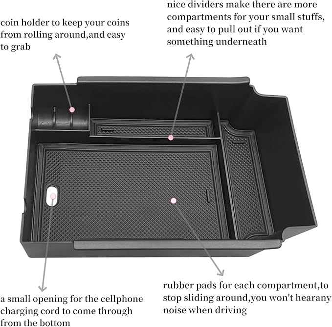 Vesul Compatible with Subaru Crosstrek Impreza 2024 2025 Center Console Armrest Storage Box ABS Tray Insert Organizer Glove Pallet Phone Holder