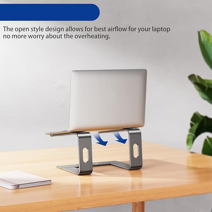 BESIGN LS03 Aluminum Laptop Stand, Ergonomic Detachable Computer Stand, Notebook Holder Compatible with Air, Pro, Dell, HP, Lenovo More 10-15.6" Laptops, Gray