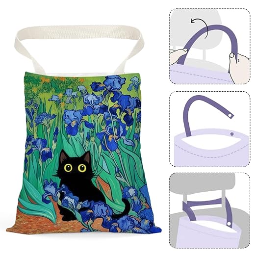 Black Cat Car Trash Bag, Car Trash Bag Hanging, Waterproof Cars Back Seat Hanging Organizer and Storage Trash Bags for Vehicle Travelling Camping Irises Decor