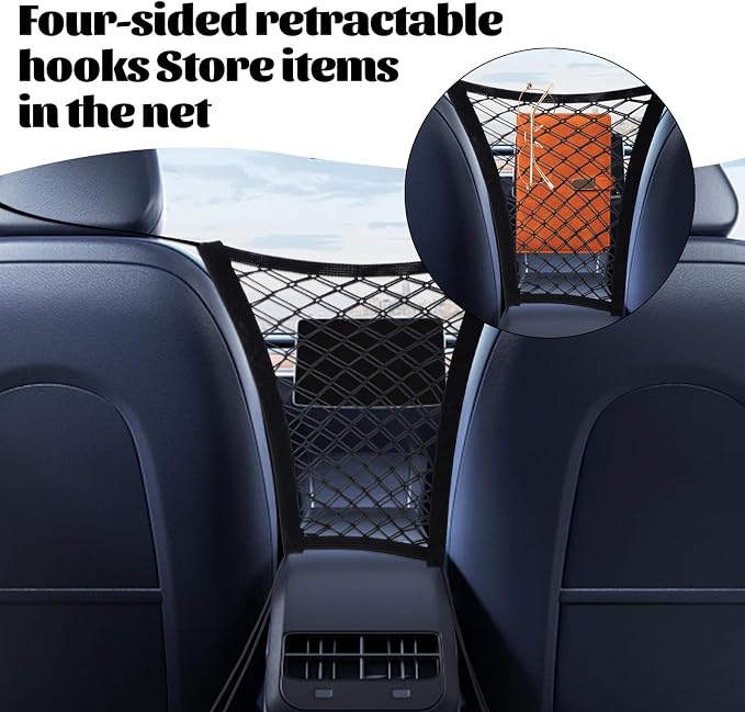 2PCS Motorcycle Bungee Cargo Net, Universal Elastic Automotive Small Cargo Net, Double Layer Storage Bungee Nets, Upgrade Bike Cargos Nets with Adjustable Hooks, 11" x 9"