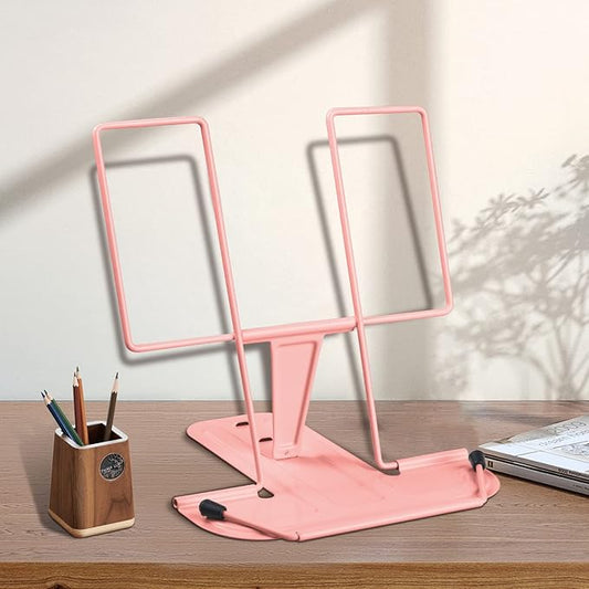 Morandi Pink Honagu Adjustable Reading Rest - Book & Document Holder, Sturdy Typing Stand for Recipes, Textbooks, Tablets & Music Books