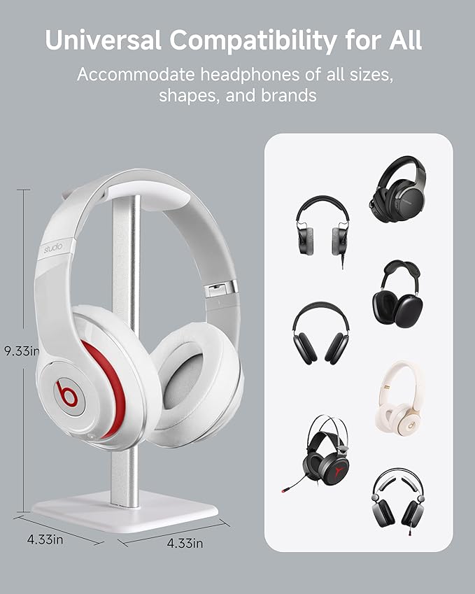 Sleek Modern Headphone Stand for Desk - Easy Assembly & Disassembly - Exquisite Craftsmanship Headset Holder for All Type PC Wireless Gaming Headset (White)