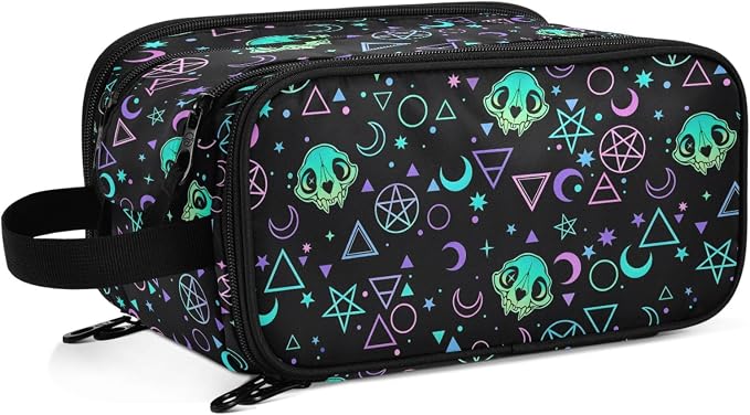 MNSRUU Magic Skulls Makeup Bag - Large Capacity Travel Toiletry Bag with Organizer, Portable Cosmetic Bag for Travel Size