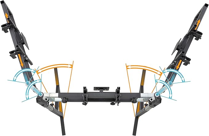 Triple Monitor Floor Stand GEN2 for Racing and Flight Simulators Model LD | for Monitors up to 100x100mm VESA Mount or 24, 27, 32, 34-39 (Triple Stand for Monitors, LD)