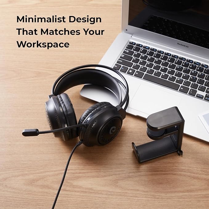 Headphone Stand for Desk - Clamp On Headset Holder with 360° Rotation & Cable Management - Universal Desktop Headphone Hanger Hook for All Headsets