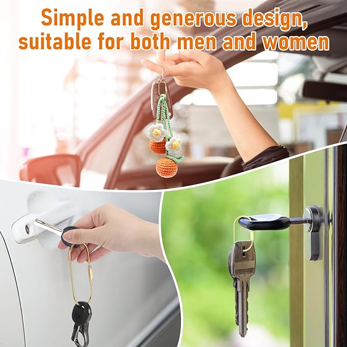 FULLGUEEN Brass Locking Keychain Carabiner, Key Clip for Purse Bag Handbags, Small Locking Key Organizer, Key Fob Holder for Men Women-2Pcs.