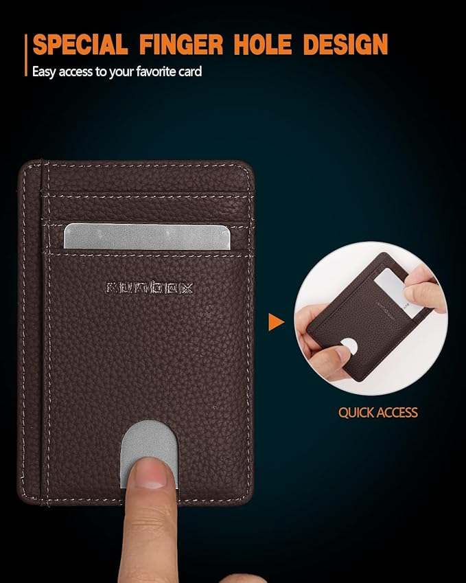 RUNBOX Slim ID Cases Minimalist Front Pocket RFID Blocking Leather Wallets for Men and Women Card Holder Wallets Gifts for men