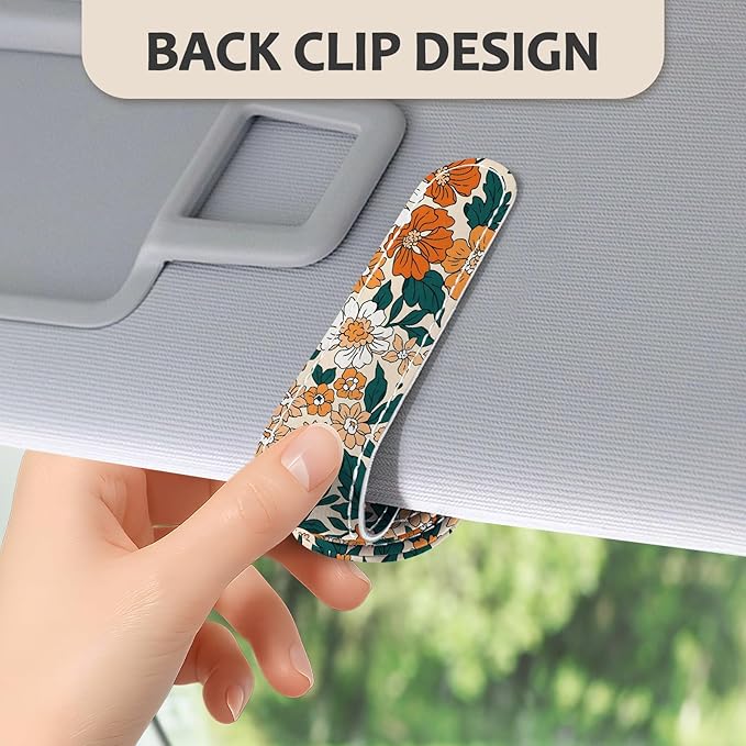 2 Pack Sunglass Holder for Car Visor, Universal Magnetic Car Sunglass Holder for Different Size Eyeglasses, Car Visor Accessories (Flower-Yellow)