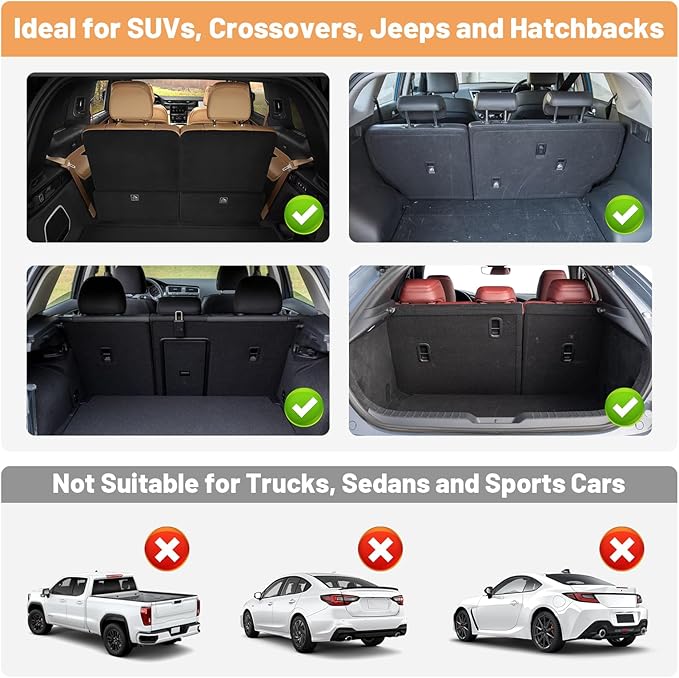 Detachable Hanging Trunk Organizer, Foldable Car Trunks Organizer Back Seat Hangings with 7 Large Compartments, Hanging Trunk Organizer for SUVs, Jeeps, Hatchbacks