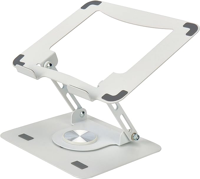 Uncaged Ergonomics Swivel Laptop Stand for Desk, Adjustable Computer iPad Stand for Desk w/ 360 Rotation, Portable Laptop Holder for Home Office Ergonomic Supplies (White)