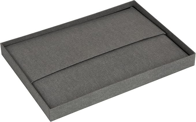 Bigso Karin KD Collapsible Storage Box with Labelframe for Easy Identification - Simple Assembly without Tools - Decorative Storage Boxes with Lids - 8.9in x 12.4in x 5.4in - Light Gray (Pack of 2)