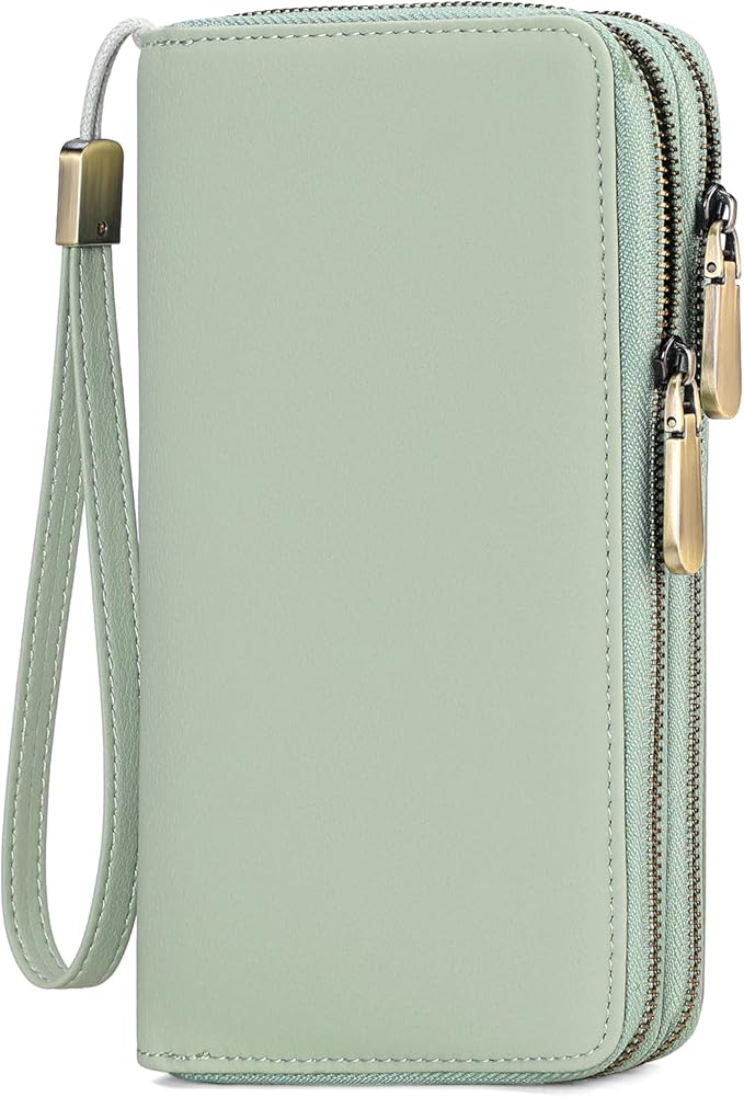 GAEKEAO Wallet for Women Clutch Leather RFID Blocking Wristlet Purse Zip Around Wallets Large Capacity Credit Card Holder