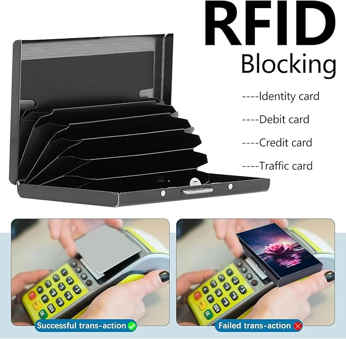 Credit Card Holder, Lotus Flower Design Mini RFID Blocking Aluminum Wallet Slim Metal Hard Case Shell Travel Wallet ID Case Small Credit Cards Case Business Cards for Women Men Girls