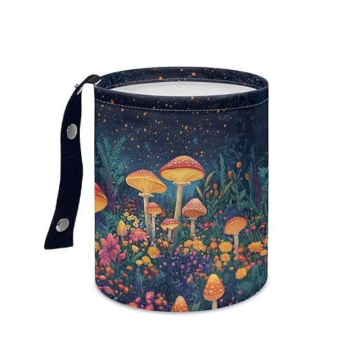 Mushroom Forest Starry Sky Car Rubbish Bag Hanging Can Reusable Compact Rubbish Holder Mini Car Organizer for Car Garbage, Easy to Install