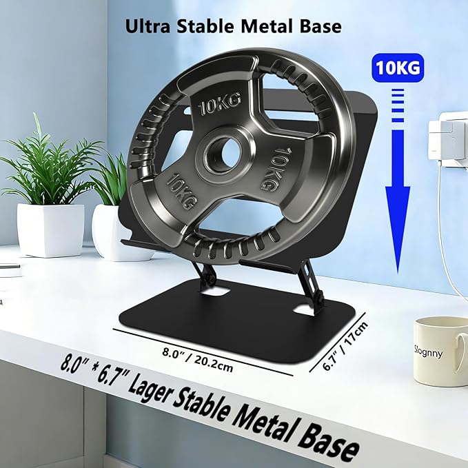 Adjustable Laptop Stand for Desk, Ultra Stable Metal Base Laptop Holder Riser, Fully Foldable for Storage and Easy to Carry, Fit for MacBook Pro/Air HP 14 All Under 16??Devices (Black)