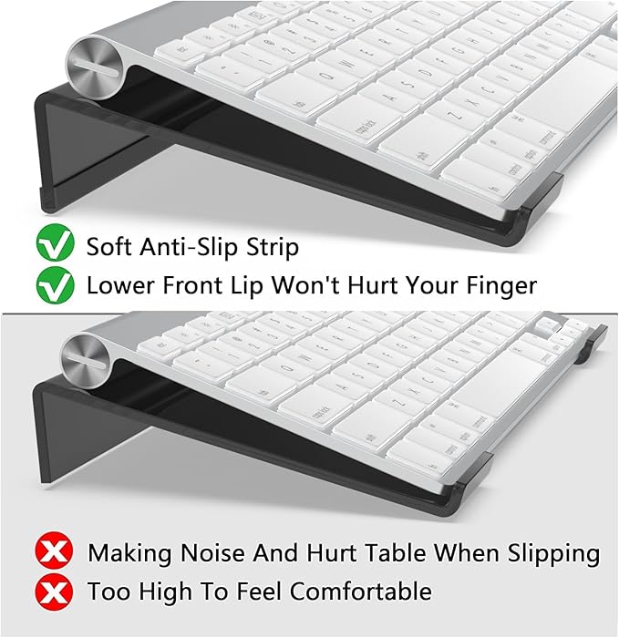 Acrylic Computer Keyboard Stand for Desk, Keyboard Riser Tilt Lift, Keyboard Holder for Desktop, Desk Keyboard Lifter（Black）