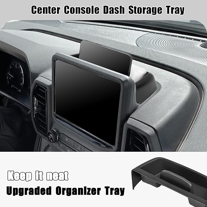 3PCS Center Console Organizers Compatible with 2021-2024 Ford Bronco Sport CX430 Dash Storage Tray and Armrest Storage Box Armrest Hidden Tray Interior Accessories