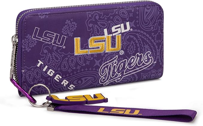 Official LSU Tigers Wristlet Purse for Women - NCAA Licensed Game Day Clutch Wallet with RFID Blocking | Perfect Graduation Gift for Daughter, Sorority, Alumni NC-LSU011PP