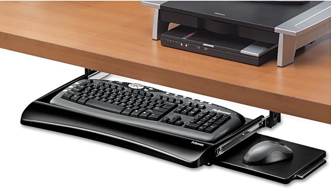 Fellowes 9140303 Underdesk Keybrd Tray, 20-1/8-Inch x7-3/4-Inch, BK/Silver