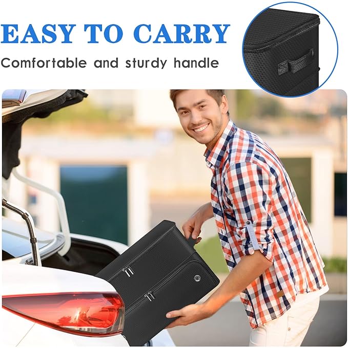 Golf Trunk Organizer, 2 Layer Car Trunk Locker with Separate Ventilated Shoe Compartment - Waterproof Golf Accessories Storage for Balls, Tees, Clothes, Gloves | Golf Gifts for Men Golfers