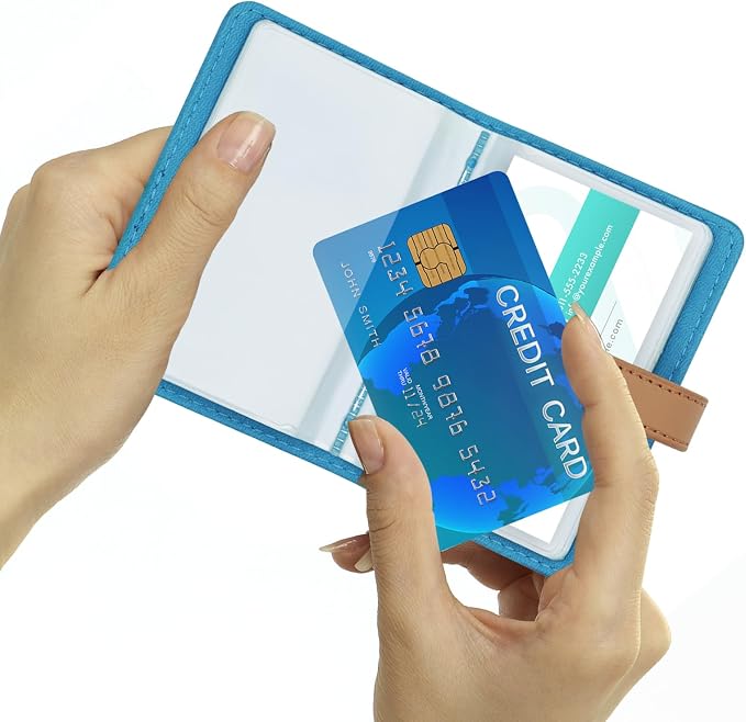 Credit Card Holder with 26 Suitable Slot, ID Card Case PU Leather Wallet for Women Men Business Organiser Pocket (Blue)