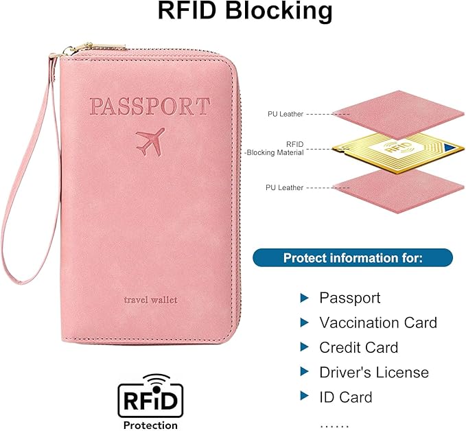 Family Passport Holder for Travel Women and Men RFID Passport Holder with Card Slots Holder Passport Case Passport cover Passport Wallet Travel Essentials and Accessories