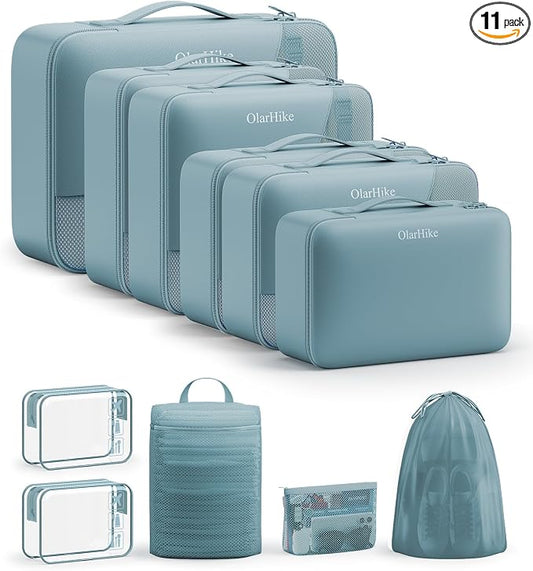 OlarHike 11 Set Packing Cubes for Travel, Gifts for Women Mom,Anti-Tearing Suitcase Organizer with Over 1000 pcs Mesh Holes,Vacation Essentials & Accessories for Cruise Ship
