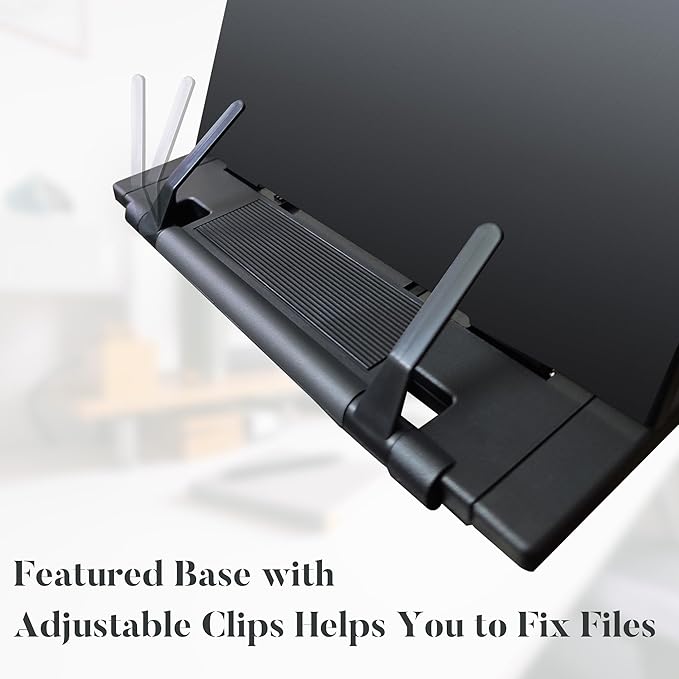 Desktop Document Holder, Black Paper Holder Stand for Desk, Metal Paper Stand for Desk When Typing, 7 Adjustable Angles Copyholder