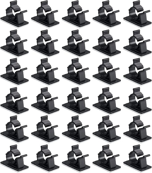 Viaky 30 Pcs Black Clips Self Adhesive Backed Nylon Wire Adjustable Cable Clips Adhesive Cable Management Drop Wire Holder