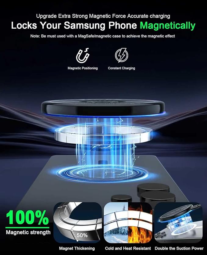 Wireless Charger 2Pack 6FT 15W Samsung Magnetic Wireless Charger Fast Charging Pad for Samsung Galaxy S26 S25 Ultra/S24 FE/S23 Ultra/S22/S21/Z Google Pixel 9 8a 7a 8 7 Pro | Strong Magnet Technology