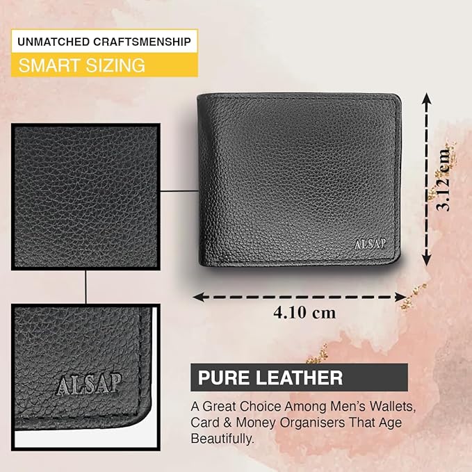 Premium Leather Mens Wallets ‒ RFID Blocking Wallet with Coin Pocket & Zip ‒ Bifold Wallets for Men with 12 Card Slots & 2 Bank Note Compartments ‒ Wallet with Gift Box (Black)