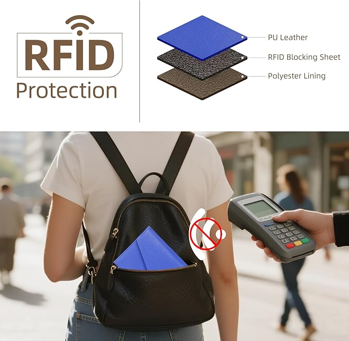 ZOPPEN Mulit-purpose Rfid Blocking Passport Holder Travel Wallet (Ver.4) Passport and Vaccine Card Holder ComboTri-fold Document Organizer Travel Essentials