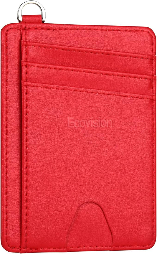 EcoVision Slim Minimalist Front Pocket Wallet, RFID Blocking Credit Card Holder Wallet with Detachable D-Shackle for Men Women